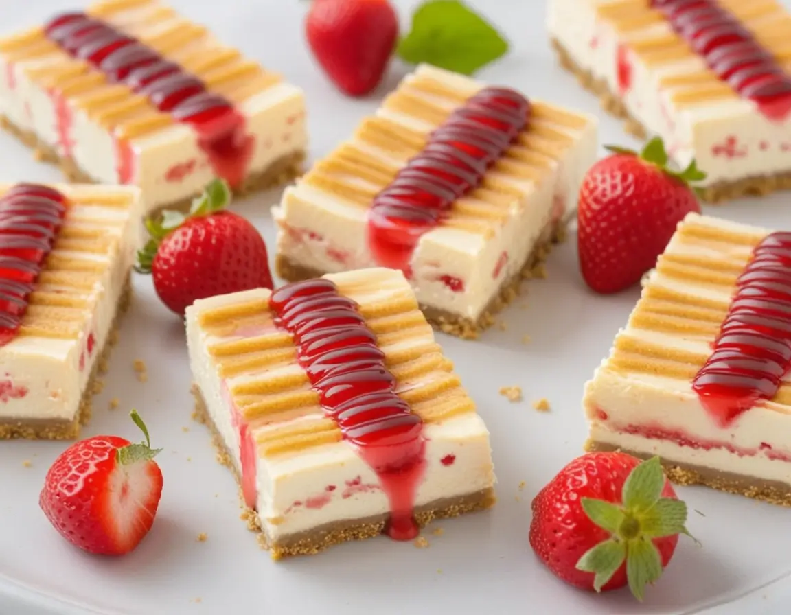 Irresistible Philadelphia Strawberry Cheesecake Bars – A Creamy Delight!